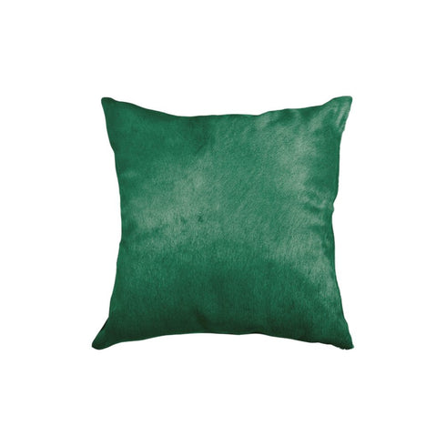 Set of Two 18" Green Cowhide Throw Pillows