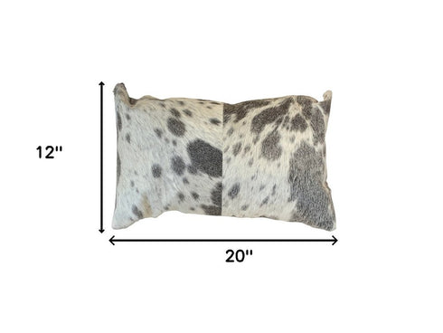 Set Of 2 Gray And White Natural Cowhide Pillows