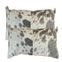 Set Of 2 Gray And White Natural Cowhide Pillows