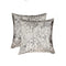 Set of Two 18" Gray and White Cowhide Throw Pillow