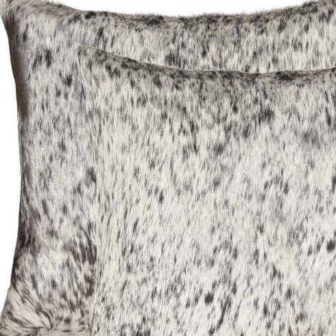 Set of Two 18" Gray and White Cowhide Throw Pillow