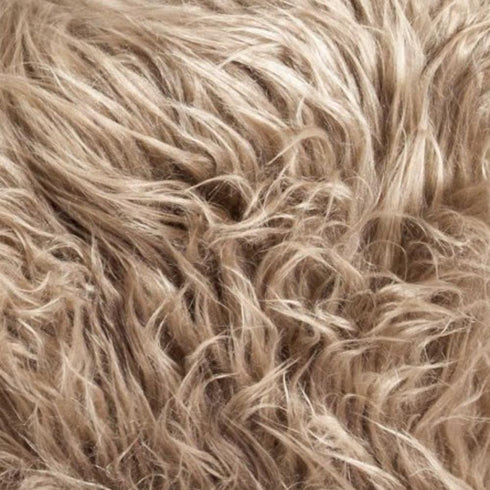 Set of Two 12" X 20" Tan Faux Fur Throw Pillows