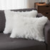 Set of Two 12" X 20" Off White Faux Fur Throw Pillow