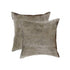 Set of Two 18" Gray Cowhide Throw Pillows