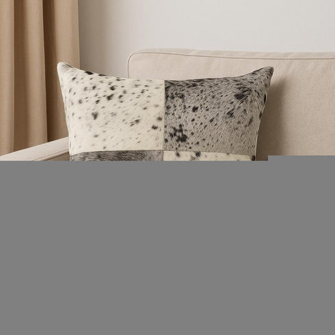 18" White Cowhide Throw Pillow