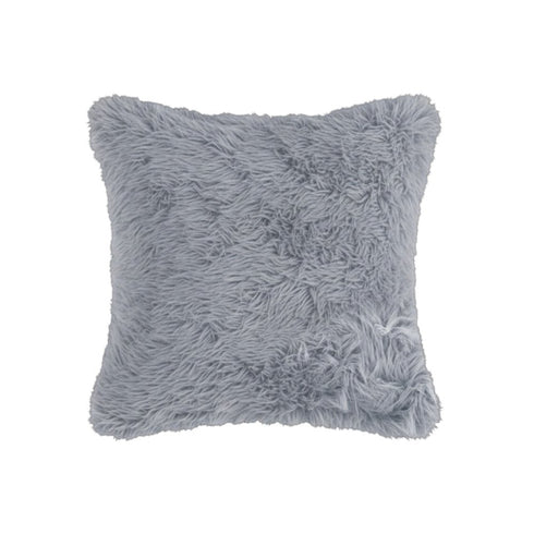 18" X 18" X 5" Grey Faux Fur Pillow 2 Pack