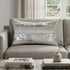 12" X 20" Gray and Silver Striped Cowhide Lumbar Throw Pillow