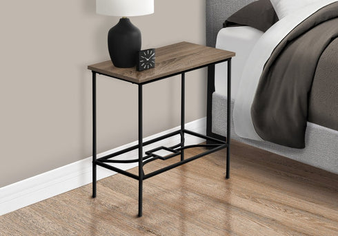 11.75" x 23.75" x 22" Dark Taupe Black Mdf Metal  Accent Table