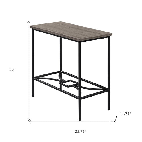 11.75" x 23.75" x 22" Dark Taupe Black Mdf Metal  Accent Table