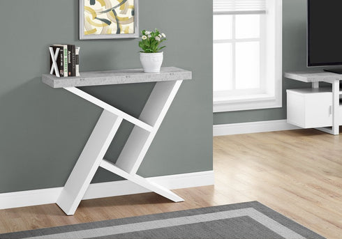 11.5" x 35.5" x 34" White Grey Finish Hollow Core Accent Table
