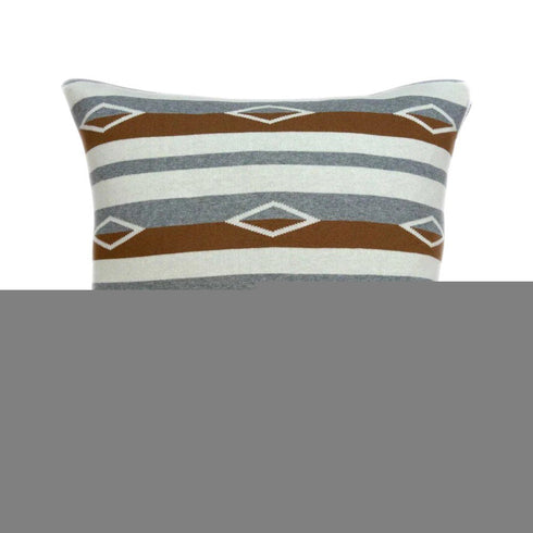 20" Brown Gray And Ivory Southwestern Cotton Throw Pillow