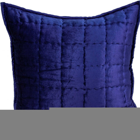 20" X 7" X 20" Transitional Royal Blue Quilted Pillow Cover With Poly Insert