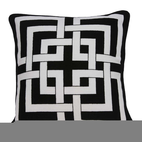 20" X 7" X 20" Transitional Black And White Pillow Cover With Poly Insert