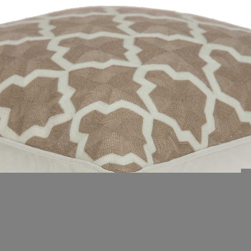 20" X 7" X 20" Transitional Beige And White Pillow Cover With Poly Insert