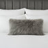 17" Grey Genuine Tibetan Lamb Fur Pillow With Microsuede Backing