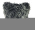 20" Black White Genuine Tibetan Lamb Fur Pillow With Microsuede Backing