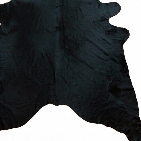 6' X 7' Black Cowhide Handmade Area Rug