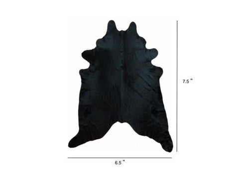 6' X 7' Black Cowhide Handmade Area Rug