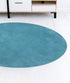 Round Polyester Highlighter Blue Area Rug