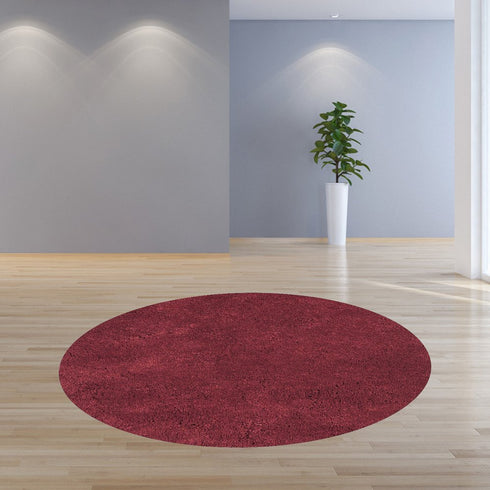 8' X 10' Red Shag Hand Woven Area Rug