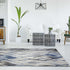8' X 11' Gray And Navy Blue Botanical Leaves Area Rug