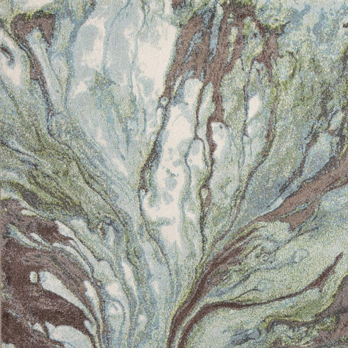 7' X 10' Green And Brown Abstract Area Rug