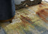 8' X 11' Blue Rust And Orange Abstract Area Rug