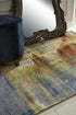 8' X 11' Blue Rust And Orange Abstract Area Rug