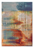 8' X 11' Blue Rust And Orange Abstract Area Rug