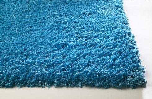 Round Polyester Highlighter Blue Area Rug