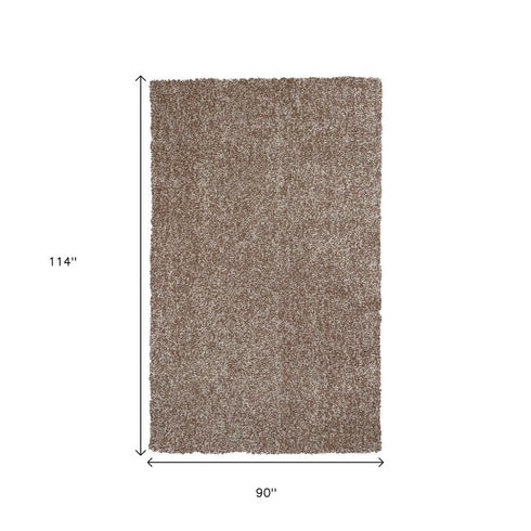 8' X 10' Beige And Brown Abstract Shag Hand Woven Area Rug
