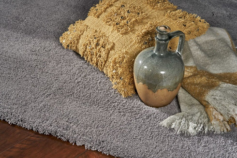 9' X 13' Gray Shag Hand Woven Area Rug