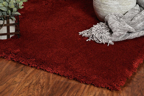 8' X 10' Red Shag Hand Woven Area Rug