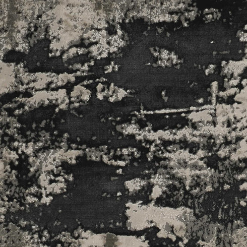 7' X 10' Black And Silver Abstract Area Rug