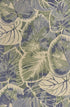 5' X 8' Blue Green And Beige Wool Tropical Botanical Hand Tufted Area Rug