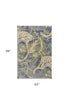 5' X 8' Blue Green And Beige Wool Tropical Botanical Hand Tufted Area Rug