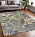 5' X 8' Blue Green And Beige Wool Tropical Botanical Hand Tufted Area Rug
