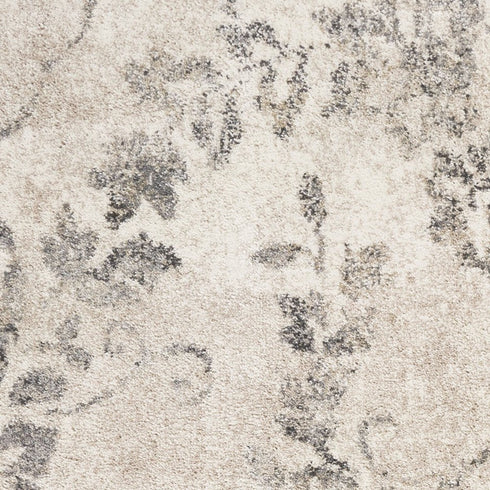 8' X 10' Gray And Tan Floral Distressed Area Rug