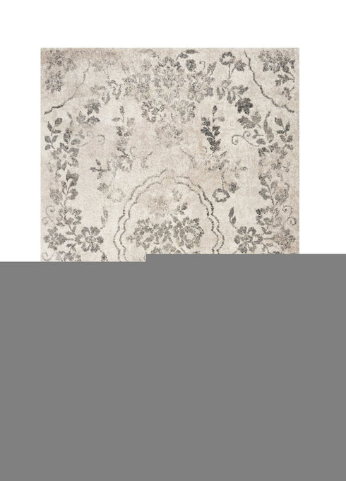 8' X 10' Gray And Tan Floral Distressed Area Rug