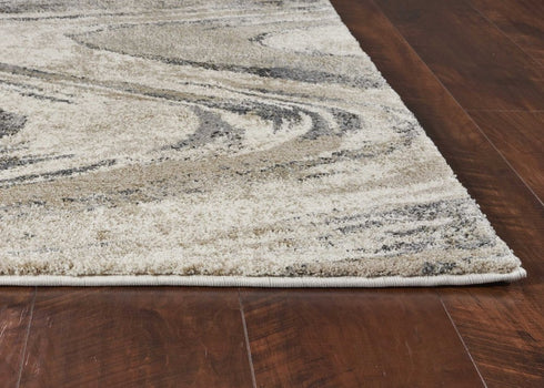 7' X 9' Gray And Tan Abstract Area Rug