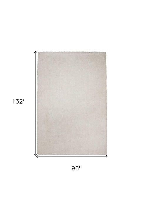 8' X 11' Ivory Shag Hand Woven Area Rug
