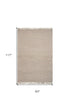 7' X 9' Beige Wool Hand Woven Area Rug