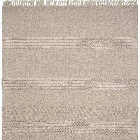7' X 9' Beige Wool Hand Woven Area Rug