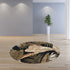 8' X 11' Black Beige And Brown Wool Botanical Leaves Hand Tufted Area Rug