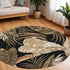 8' X 11' Black Beige And Brown Wool Botanical Leaves Hand Tufted Area Rug