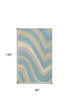 8' X 10' Blue Beige And Green Wool Abstract Hand Tufted Area Rug