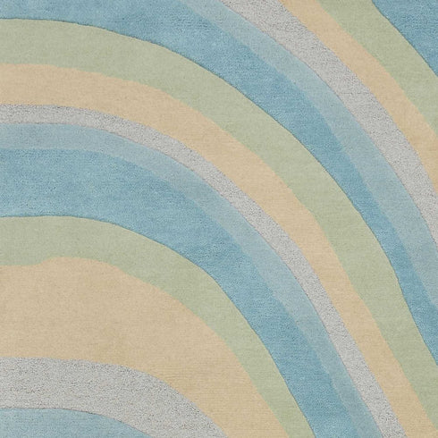 8' X 10' Blue Beige And Green Wool Abstract Hand Tufted Area Rug