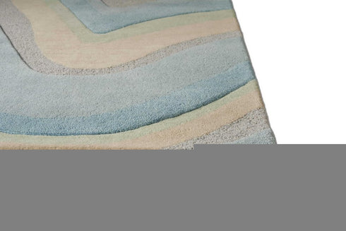 8' X 10' Blue Beige And Green Wool Abstract Hand Tufted Area Rug