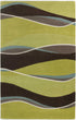 8' X 11' Lime Green Brown And Blue Wool Abstract Hand Tufted Area Rug