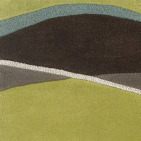 8' X 11' Lime Green Brown And Blue Wool Abstract Hand Tufted Area Rug
